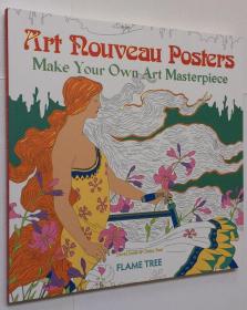 艺术海报创作 Art rouveau posters：make your own art masterpiece 纸上作品涂鸦书填涂颜色绘画 着色书 填色书