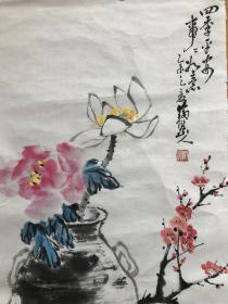 不是谁都能画得出的！《四季平安》小中堂，安徽老画家洪国文先生作品、传统功底佳作【35*70cm软片、装裱后更精彩】