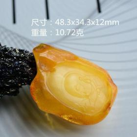 地藏王菩萨天然无优化带枣红皮鸡油黄传世蜜蜡10.72g