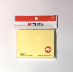 晨光（M&G）YS-04 黄色自粘便条纸 易写标签纸 优事贴 便签本 便条纸 标签贴 便利贴 100页 单本装 76*102mm