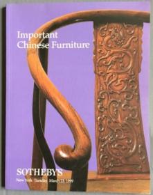 SOTHEBYS 1999 苏富比 中国家具拍卖图录 IMPORTANT CHINESE FURNITURE