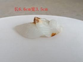 战汉古玉和田玉白玉兽手把件