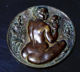 法国 大铜章 直径8.2厘米 182克 母与子