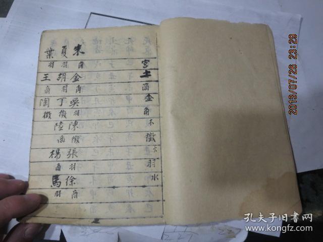 线装书1790      手抄本《宫土商金角木徵火羽水》相术专用