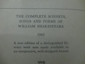 The Complete Sonnets  Songs and Poems  莎士比亚诗歌全集