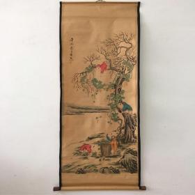 热卖仿古字画已装裱中堂画壁画客厅办公室装饰画挂画戴熙童子戏五孩图