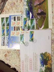 收藏佳品，三江源自然保护区首日封2枚，明信片2枚，邮票2套