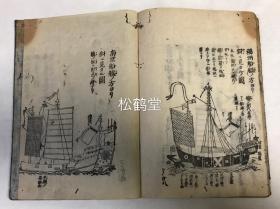 《增补华夷通商考》1套5册5卷全，和刻本，宝永5年，1708年版，日本首部海外地理志书，从通商的角度记述中华十五省及以中国为中心本位的朝鲜，琉球，交趾等亚洲，南洋，西欧各国等的位置，风土，风俗，人口，产物等，并含中华十五省之略图，明朝及清朝人物图，南京船图，福州船图，地球万国一览之图，安国，天竺及红毛人物图，赴外国船图，红毛舟之图等大量木版插图，地图等，研究海上丝绸之路，海上交通贸易等的宝贵资料。