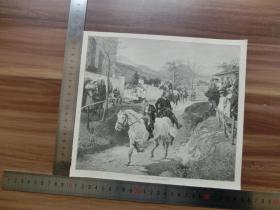【现货 包邮】1890年小幅木刻版画《骑行》（st leonhardi reiten ）尺寸如图所示（货号400187）