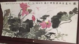 当代实力派画家，中国美术家协会会员宋文波荷花八平