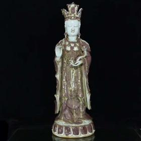 元釉里红如意站观音像瓷像 尺寸大