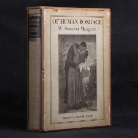 英文原版古董书 1936年 毛姆与插画师 亲笔双签名 OF HUMAN BONDAGE （《人性的枷锁》）首部插图本
