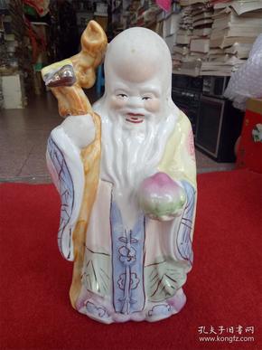 怀旧收藏 八十年代摆件陶瓷摆件 寿星老人 造型慈祥福寿 收藏