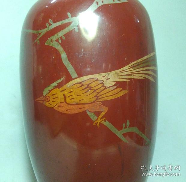 精美漂亮的民国花鸟纹漆木瓶子