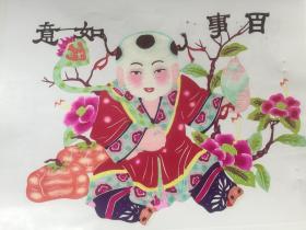 新上老手工艺人手工着色彩色剪纸，杨柳青年画作品，漂亮