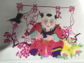3新上老手工艺人手工着色彩色剪纸，杨柳青作品，漂亮
