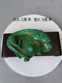 乡下收的天然老绿松石古兽摆件
