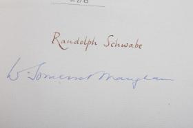 英文原版古董书 1936年 毛姆与插画师 亲笔双签名 OF HUMAN BONDAGE （《人性的枷锁》）首部插图本