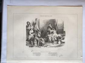 1849年 木版插画  木口木刻 版画之5 双面印制图文