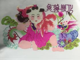 10新上老手工艺人手工着色彩色剪纸，龙，漂亮