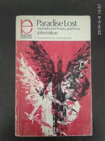 英文原版 John Milton ： Paradise Lost and Selected Poetry and Prose 弥尔顿 失乐园 诺思洛普·弗莱导言版本 大开本 非偏远地区包快递