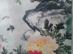 周玉林老师的富贵吉祥牡丹图（画心长167厘米，宽87厘米）作品终身保真