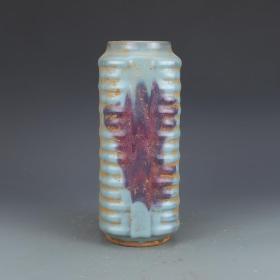★特价秒杀1100★精品瓷器■【★★宋钧窑蓝紫釉刻字描金琮式瓶