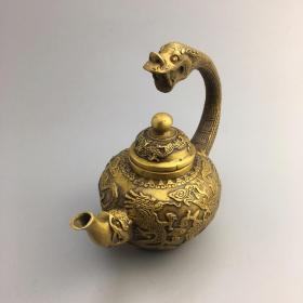 古玩收藏仿古做旧黄铜铜器酒壶茶壶摆件老物品收藏黄铜工艺品杂项