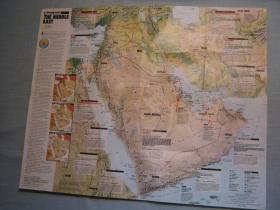 现货national geographic 美国国家地理地图 1991年2月States in Turmoil: The Middle East/Middle East动荡中的国家：中东