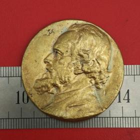 A317旧铜荷兰化学家安托万保拉法兰奇1874-1914铜牌铜章币珍收藏