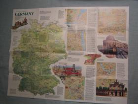 现货national geographic 美国国家地理地图 1991年9月Traveler's Map of Germany/Germany旅行者地图之德国