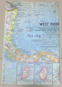 现货特价地图 national geographic美国国家地理地图1962年12月West Indies西印度群岛 A