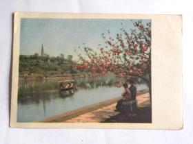 《西湖之春》明信片-锦带桥北望宝石山（50年代）