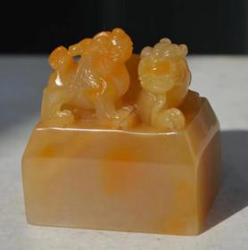北部老挝 双工玺印，精美老挝石章料 （易受刀 ，印面尺寸36--25--40MM