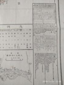 罕见！1894年8月（甲午战争前）日本出版“支那全图新地图”（附有“清国军舰统计表”），，2开，尺寸：长80.5cm宽54.5cm，发行于甲午海战之前18＊4年8月（明治27年），标注有“清国军舰统计表”，包括北洋水师、南洋水师、广东水师舰种、舰名、马力、炮数、乘员详细数据。以及各省人口、面积、物产等详细介绍。