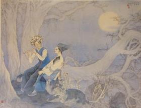 著名画家李儒光画作--竹笛吹出明月来
