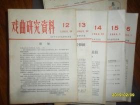 戏曲研究资料1963、1964年5册合售