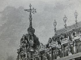 【现货 包邮】1890年小幅木刻版画《伦敦分公司》(zweiggeschäft der london) 尺寸如图所示（货号400357）
