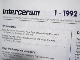 英文原版（interceram） international journal for producers of whitewares，high performance ceramics ，refractories-and their suppliers国际日用陶瓷、高性能陶瓷、耐火材料及其供应商杂志92/1