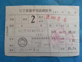 特色票据395（书票）--1976年辽宁省新华书店调拨单（年画：做党的好孩子）