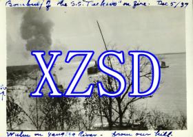 芜湖附近长江上的船只爆炸事件1937年（翻拍）