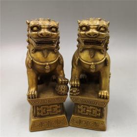 纯铜狮子办公室客厅摆件一对开业礼品宫门狮北京狮家居装饰工仙雕