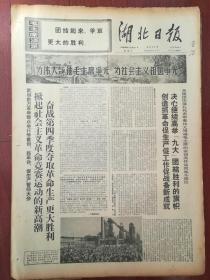 湖北日报1969年10月21日，武钢数万群众掀起竞赛运动附照片，武钢誓言大会照片，全国国庆观礼代表返回战斗岗位，咸宁花纹公社深入开展革命大批判，驳反动的“多可论”，国庆二十周年瑞典、挪威、丹麦、英国、科威特等贺电，剧场预告《中国共产党第九次全国代表大会》《红灯记》《列宁在十月》《南征北战l》。