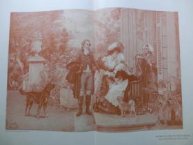 【现货 包邮】1890年巨幅木刻版画《蜜月启程》（Aufbruch zur Hochzeitsreise） 尺寸约56*41厘米 （货号 600794）