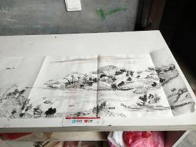 古意山水图，山东著名山水画家手绘山水