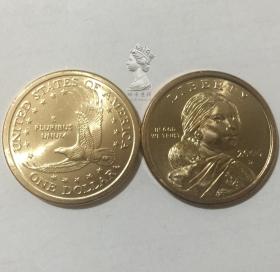 美国2006年1美元萨卡加维亚系列纪念币硬币1元飞老鹰土著外国钱币