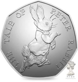 彼得兔系列 英国2017年50便士兔子纪念币 多边形童话硬币外国钱币