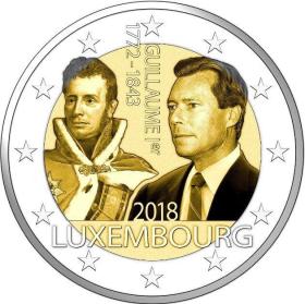 卢森堡2018年威廉一世逝世175周年2欧元纪念币 外国钱币硬币 UNC