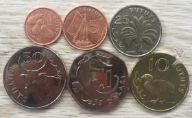 冈比亚硬币6枚一套大全套 1-5-10-25-50布图-1达拉西外国动物钱币