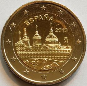 西班牙2013年历史名城圣劳伦斯2欧元纪念币 外国钱币硬币 全新UNC